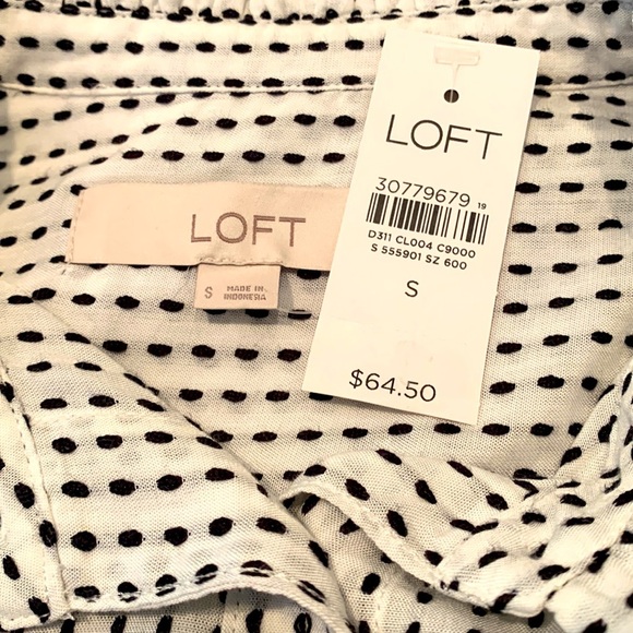 LOFT Striped Ruffle Trim Shirt NWT - Picture 9 of 9